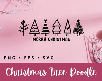 Christmas Tree Doodle Hand drawn SVG, Holiday svg, png, eps, digital graphic, Cricut cut file, decal, vinyl, diy, Cute Christmas, Winter