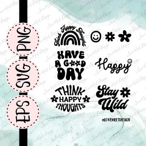 Retro Groovy Have a Good Day Collection SVG clipart archivo digital cricut - proyecto diy eps png svg vector estética diciendo positividad