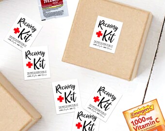 Favor Tag (or Sticker) - Personalized Recovery Kit Hangover Kit - Bachelorette Bachelor Wedding Birthday Party Favor Tag (Set of 12)