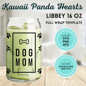 Süßer Hund Mama Hundeliebhaber Pfoten Trendy Bierglasdose, Libbey Cup 16 oz wrap, Cricut, Cup Wrap, EPS, PNG, digitaler Download geschnitten Dateien, retro
