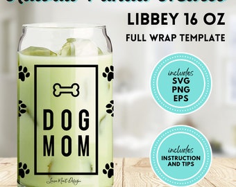 Lata de cerveza moderna con diseño de perro, para mamá, amante de los perros, vaso Libbey de 16 oz, Cricut, vaso, EPS, PNG, archivos de corte de descarga digital, retro