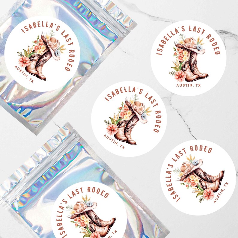 Printed Customize Boots Rodeo Sticker Set of 12 Bachlorette Party ...
