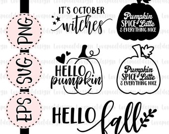 Hola Otoño Hola Octubre Otoño SVG clipart archivo digital cricut - proyecto de bricolaje eps png SVG vector