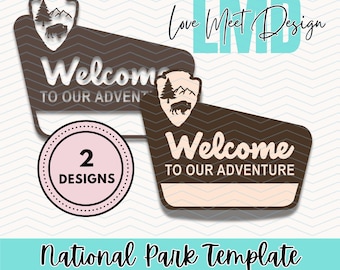 Parque Nacional Tema de campamento Bosque Cumpleaños Boda Bienvenido a nuestra aventura Arte de pared Archivo de corte SVG EPS PNG Plantilla digital
