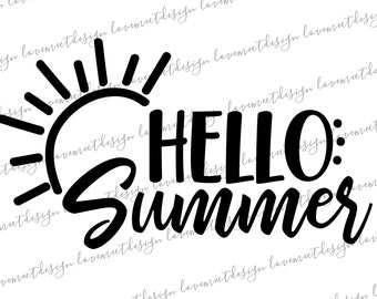 HELLO SUMMER SVG - summer word clipart digital file cricut png jpeg sgv - diy project - hand drawn