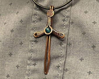 Copper Sword necklace. Handmade in USA.