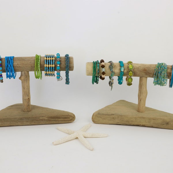 Driftwood Bracelet Holders - Set of 2, Jewelry Displays, Natural Wood Jewelry Stands, Coastal, Nautical, Beachy, Boho Chic, Tabletop, T-bars