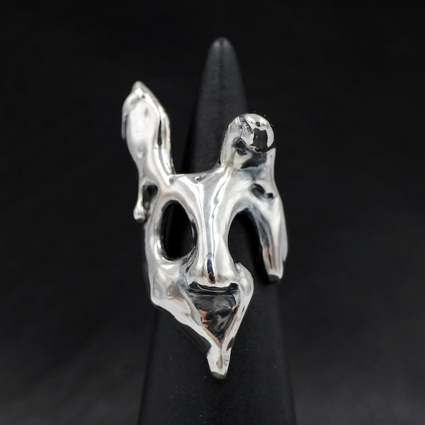 Acid Rabbit, Melting Rabbit, Horror Rabbit, Silver Ring, Brass Ring, Goth fashion, Gothic, Goth Ring, Japan Manga style, Made to Order