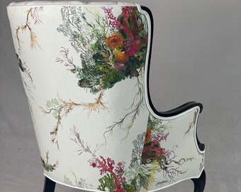 Reserved-4 chairs-free shipping white wing back with vibrant coral back, stain resistant velvet