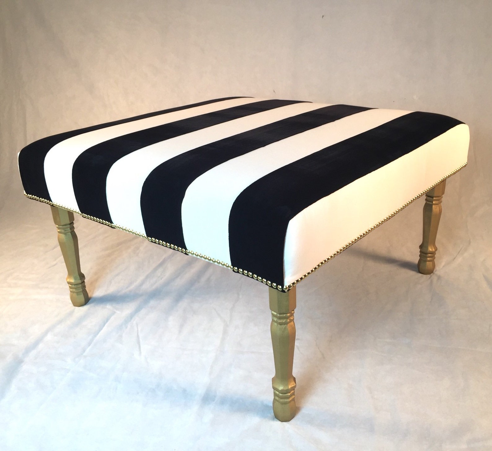 Reservedcan Replicate Custom Ottoman Black and White Stripes With