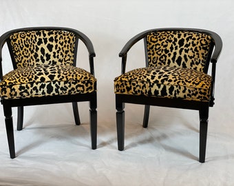 Can replicate-free shipping-sold-pair leopard barrel chairs vintage