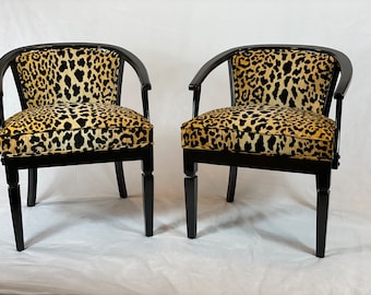 Can replicate-free shipping-sold-pair leopard barrel chairs vintage