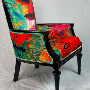 Free ship- can replicate- soldvintage graffiti chair with black gloss paint