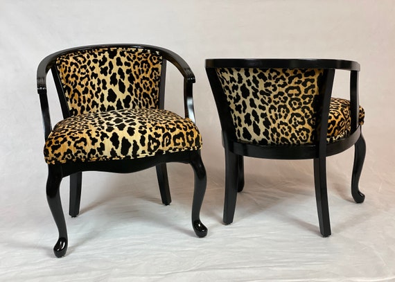Sold Can Replicate Pair Leopard Print Barrel Chairs Etsy UK
