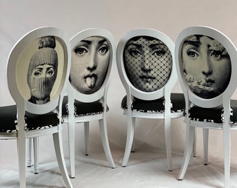 Free Shipping- can replicate- sold-4 Dining chairs Fornasetti