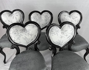 Free Shipping- can replicate-5 heart back antique chairs in grey and white