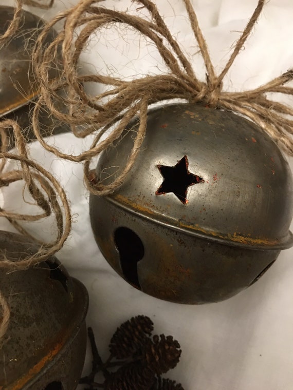 Galvanized Jingle Bells. Set of 3 Large Metal Christmas Bells. Vintage  Bells, Farmhouse, Vintage Rustic Ornaments. Cottage, Shabby Chic, 
