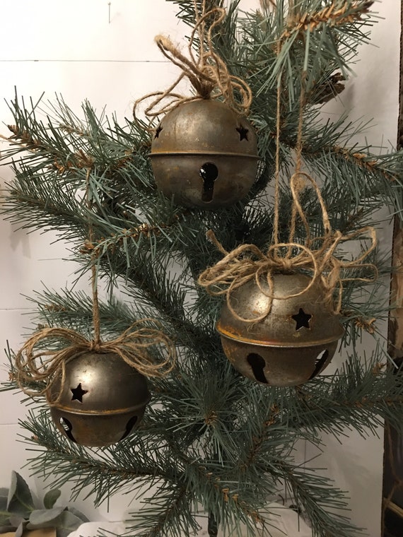 Weathered Tin Jingle Bell Large Size Christmas Decorating Metal Bell Giant Sleigh  Bell Porch Bells Tree Bell Farmhouse Decor 