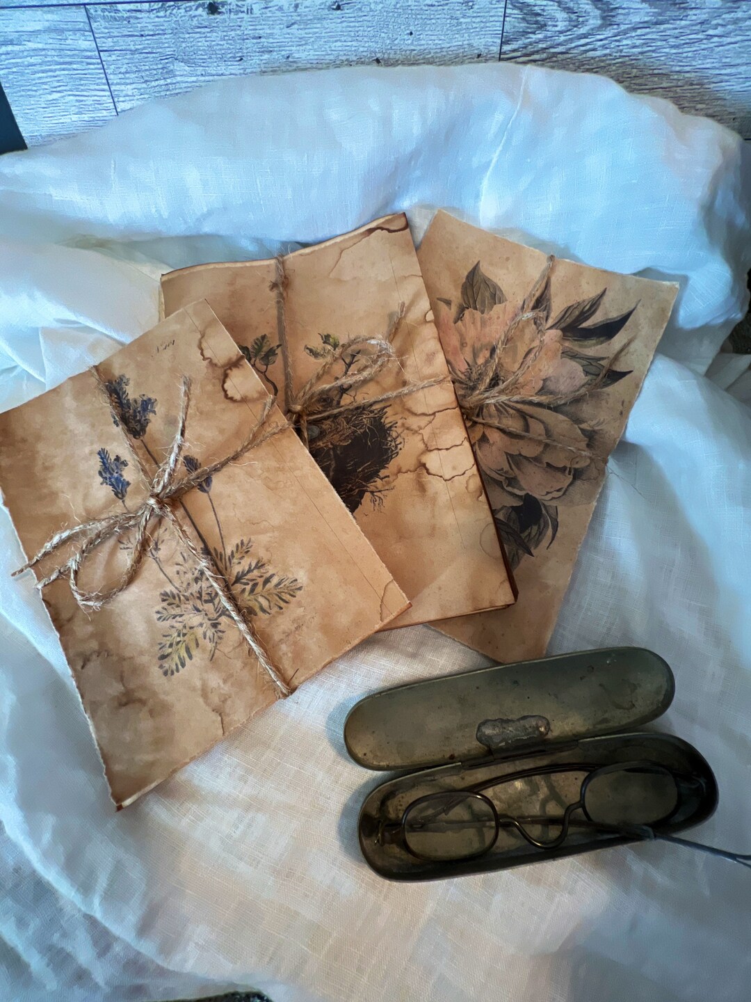 Display Books. Set of 3 Vintage Inspired Books. Teastained Etsy