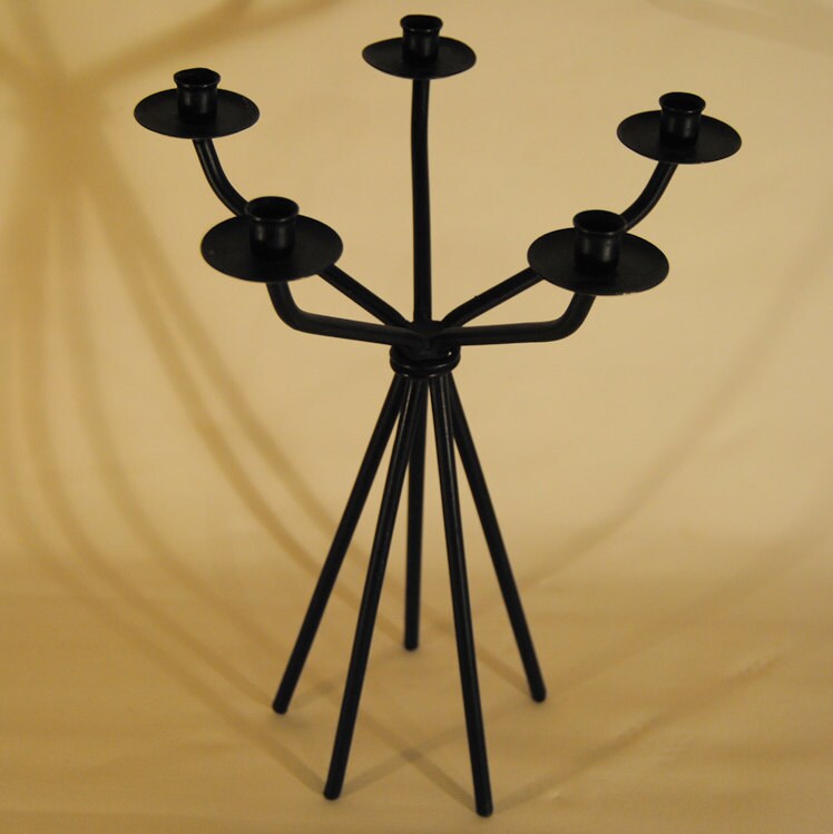 Vintage Black Iron Candle Holder / Chandelier Etsy
