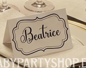SEGNAPOSTI o SEGNAGUSTI BUFFET Confettata - Bianco nero - Decorazione tavola - Personalizzazioni incluse - File digitale da stampare