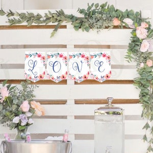 LOVE banner - Stampabile - Instant download - Baby shower, matrimonio, san valentino - Fiori boho "Mila"