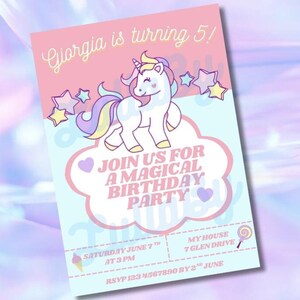 INVITO FESTA UNICORNO - File digitale stampabile, personalizzazioni incluse nel prezzo