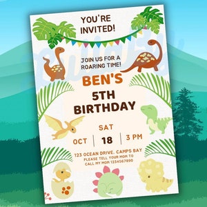 Invito festa compleanno bambino tema dinosauro - File digitale personalizzazioni incluse