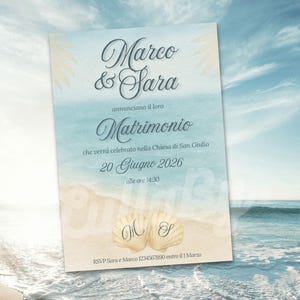 INVITO MARE e CONCHIGLIE - Anche in Italiano - File digitale giá personalizzato pronto da stampare - "Pastel Seashells Beach Ocean"