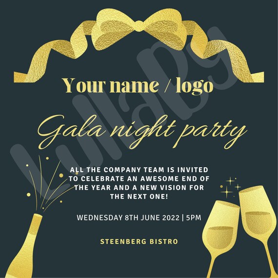 Elegant Party Invitation Gala Night Corporate Event Formal Etsy