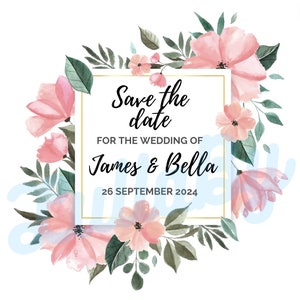 Grafica per SAVE the DATE - Matrimonio tema fiori PEONIA - File stampabile, personalizzazioni incluse
