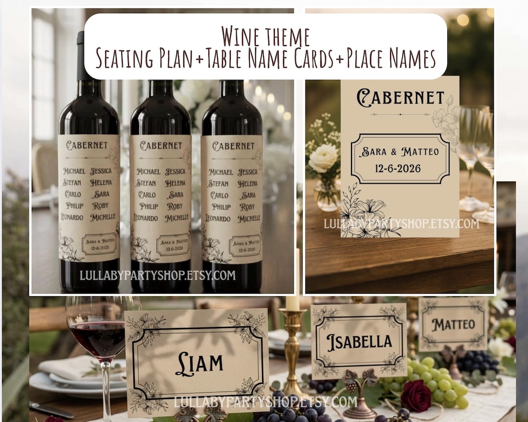 WINE Theme Wedding |rustic Vintage| Wine Label for Table Plan+table ...
