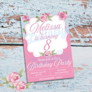 INVITO SHABBY CHIC festa compleanno bambina - Anche in Italiano - File digitale gia personalizzato pronto da stampare