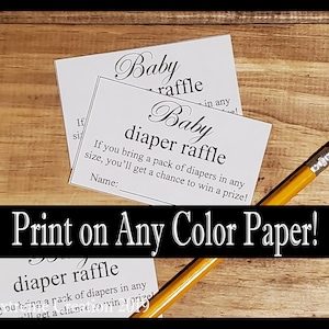 Instant Download Printable Raffle Ticket - Diaper Raffle Ticket - Baby Shower Games - Printable Download Games