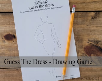 Guess The Dress - Bridal Shower Games - Draw The Dress - Printable