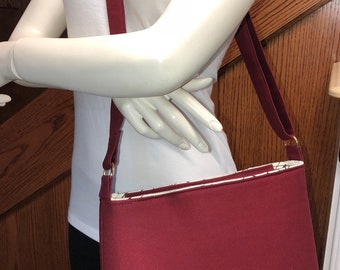 Burgundy Canvas Conceal Carry Purse, Mother's Day Gift, CCW Crossbody Handbag, Right Hand Draw