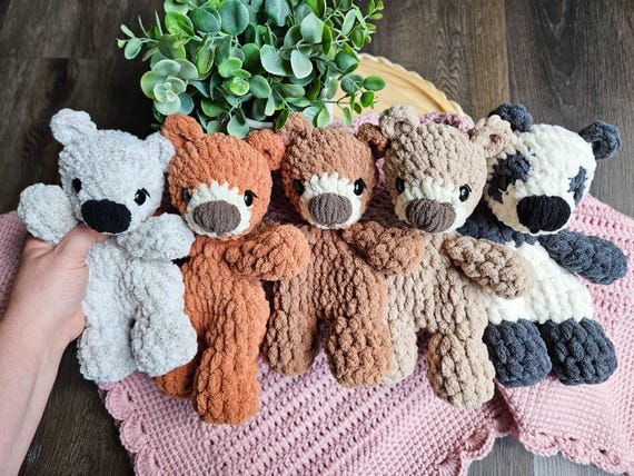 Crochet Baby Bear | Handmade Bear Mini Lovey | Mini Bear Snuggler | Crochet Woodland Bear | Crochet Bear | Handmade Bear, Polar Bear, Panda