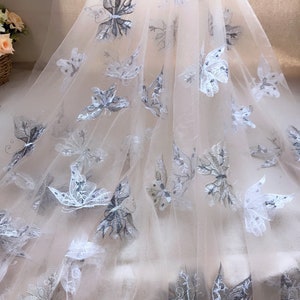 Soft Tulle Fabric, Butterfly Tulle Lace Fabric, Champagne Tulle Fabric By the yard