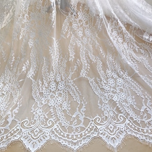 Elegant Chantilly Lace Off white French Lace Fabric Soft Baptism Gown Bridal Dress Fabric By the yard