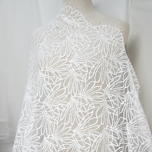 French Chantilly White Lace Fabric Eyelash Fabric Bridal Lace Fabric Wedding Fabric DIY Headband Fabric