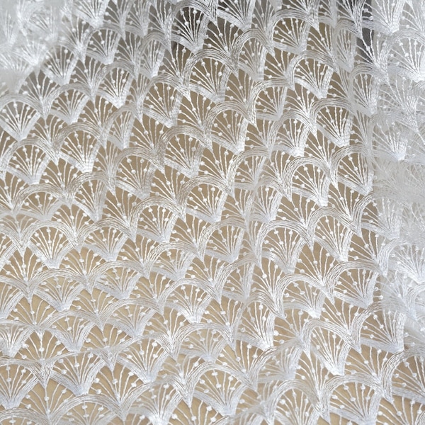 Off white Venice Embroider Bridal Lace Fabrics for Wedding Gown, Flower Girl Dress, Formal Dress