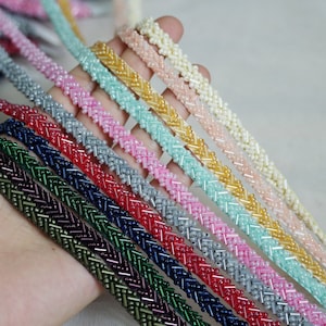 Delicate Beaded Trim 0.2" Wide Beads Lace for Headbands, Sashes Belt, Gown Straps or Cake decoration
