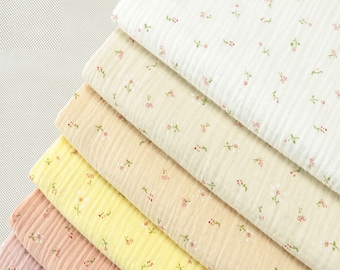 100% Double Gauze Cotton Fabric, Cotton Crepe fabric, Floral Print Fabric, Cotton Muslin Fabric, 53.1" Wide Fabric By yard
