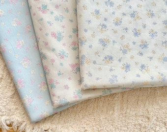 Cottage Chic Floral Cotton Fabric, Printed Floral Fabric, Light Blue Floral Cotton Fabric, Quilting Fabric, Soft Fabric