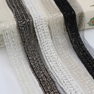 Wide Beaded Trim Wedding Trim Lace for Bridesmaid Sash Belt Dress Straps Headbands Accessories Supply
