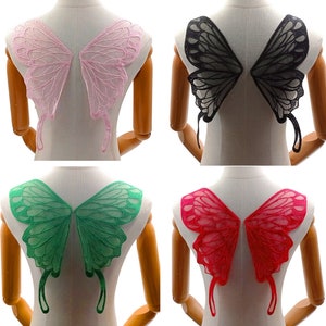 Venice Lace, Butterfly Applique, Back Applique, Butterfly Lace One Pair, Butterfly Embroidery Applique - 9 colors