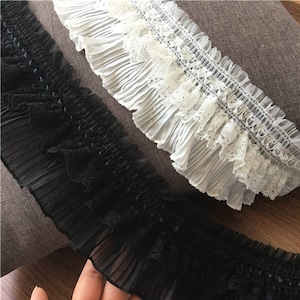 Pizzo elasticizzato arricciato, splendido pizzo elastico con pizzo floreale per abiti da bambola, fascia, design di costumi