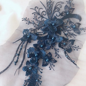 Spetsapplikation - Fina pärlblomapplikationer för bröllop, brudklänningar, klänningar