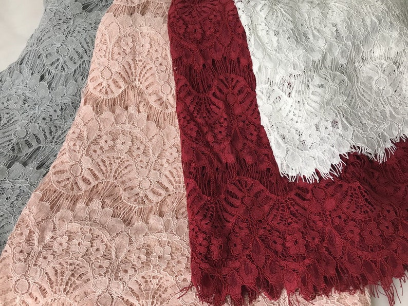 Beautiful scallops lace fabric 59 wide eyelash lace fabric by the yard