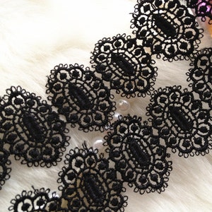 2 Yards Black Venice Lace Trim Retro Jewelry Lace 1.57 Inches Wide